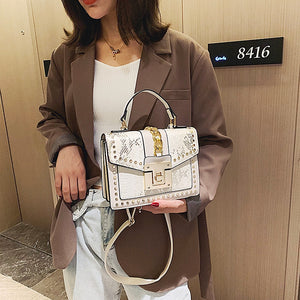 Snake Grain Faux Leather Handbag