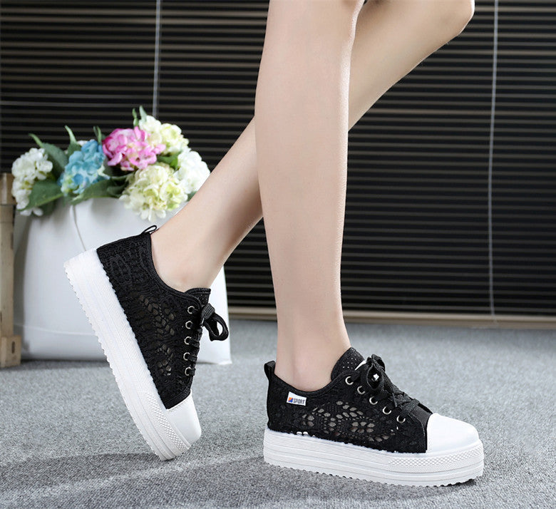 Casual Cutouts Lace Canvas Shoes
