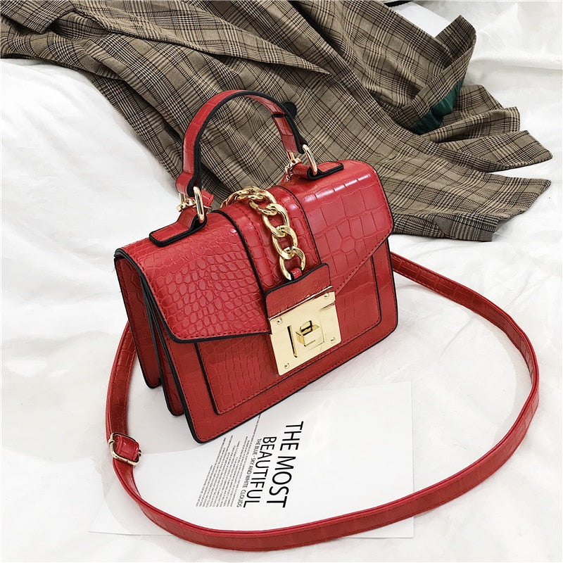 Snake Grain Faux Leather Handbag
