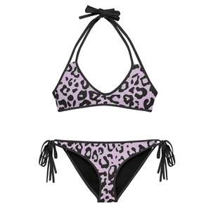 Reversible Black and Lilac Purple Cheetah Bikini
