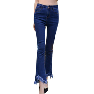 Raw Edge Skinny Flare Jeans