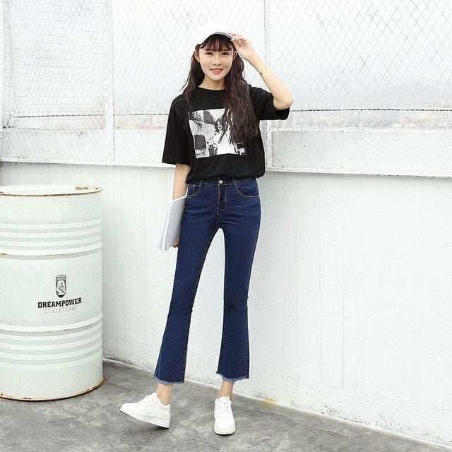Raw Edge Skinny Flare Jeans