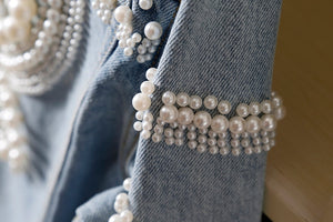 Vintage Jean Jacket with Pearls