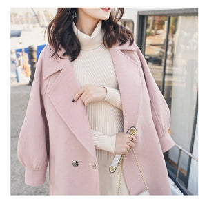 Cozy Wool Coat With Lantern Sleeves