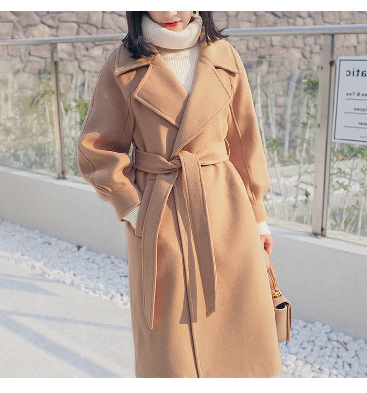 Cozy Wool Coat With Lantern Sleeves