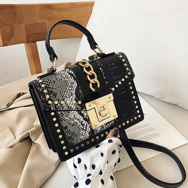Snake Grain Faux Leather Handbag