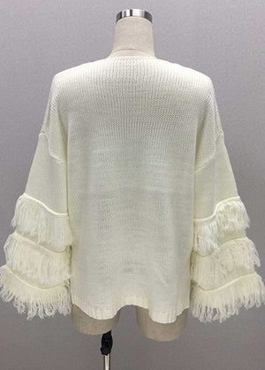 Boho Fringe Long Sleeve Sweater