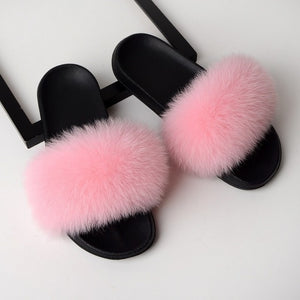 Fox Fur Slipper Slides