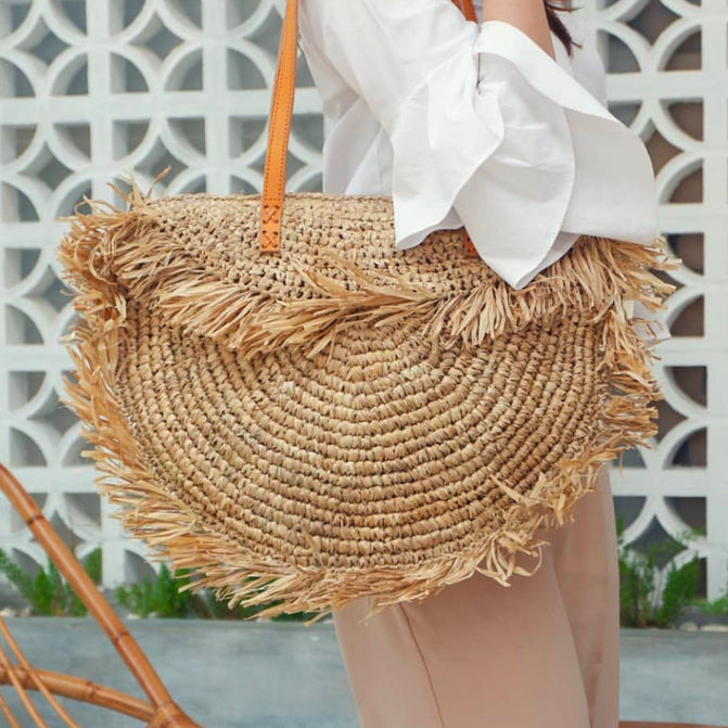 Bohemian Round Tassel Straw Bag