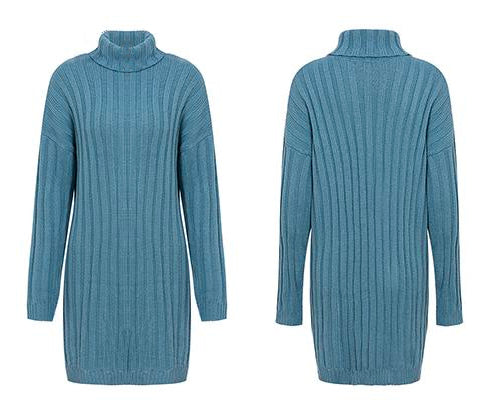 Knitted Turtle Neck Sweater Dress